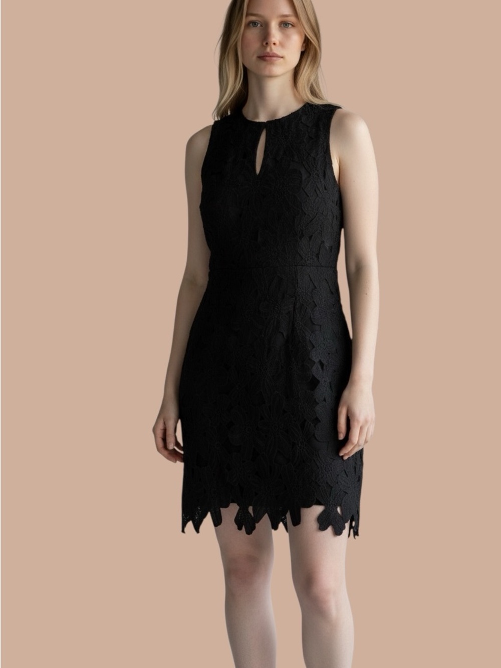 Haute Monde Black Lace Keyhole Mini Dress